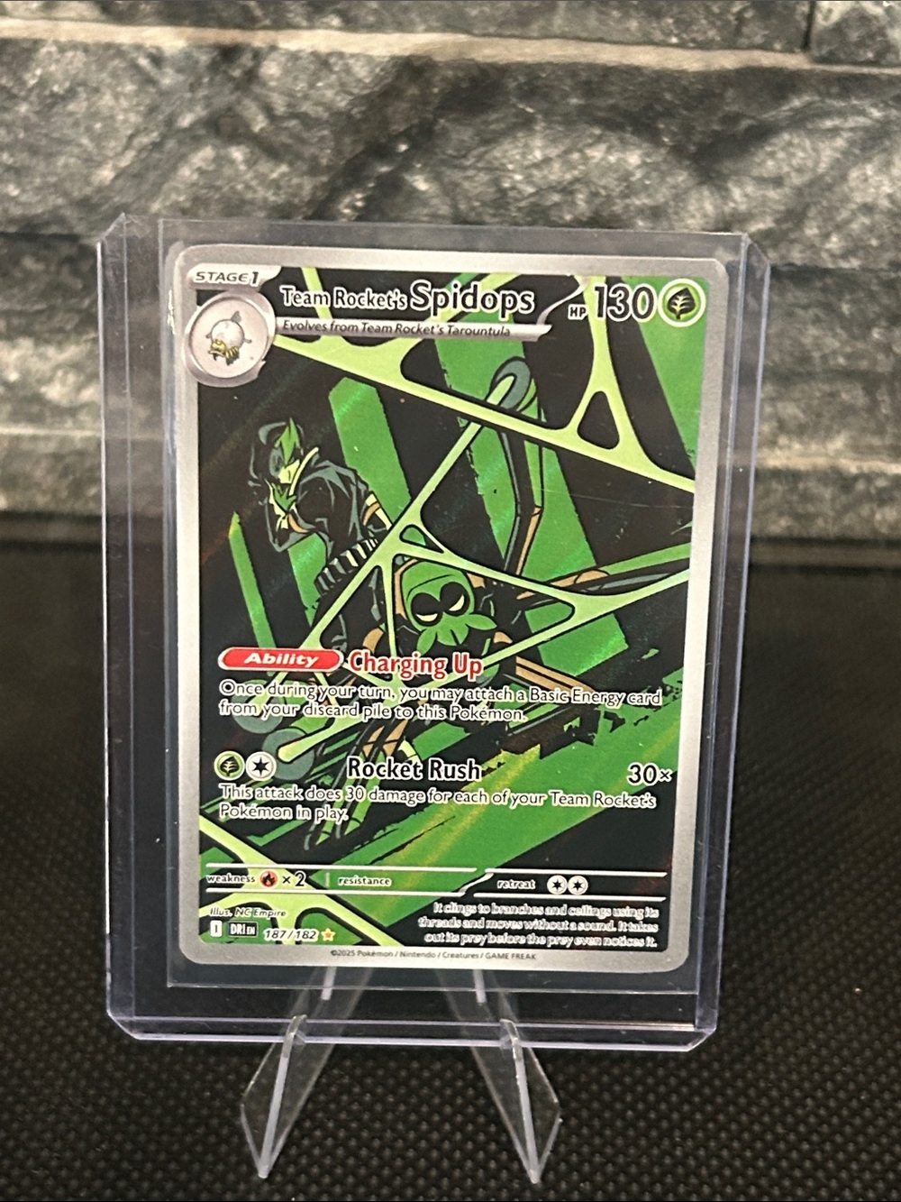Pokemon Team Rockets Spidops IR Holo 187/182 from Destined Rivals‎ Set M/NM